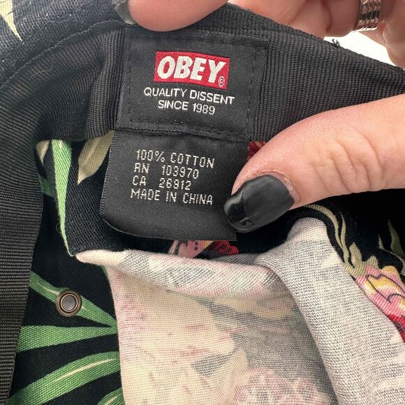 Obey Multicolor Floral Print Bucket Hat Cotton Size One Size - Picture 2 of 7